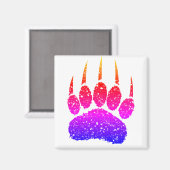 Rainbow Glitter Beer Paw Print Tekening Magneet (Voorkant / Achterkant)