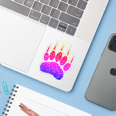 Rainbow Glitter Beer Paw Print Tekening Sticker (Laptop met iPhone)