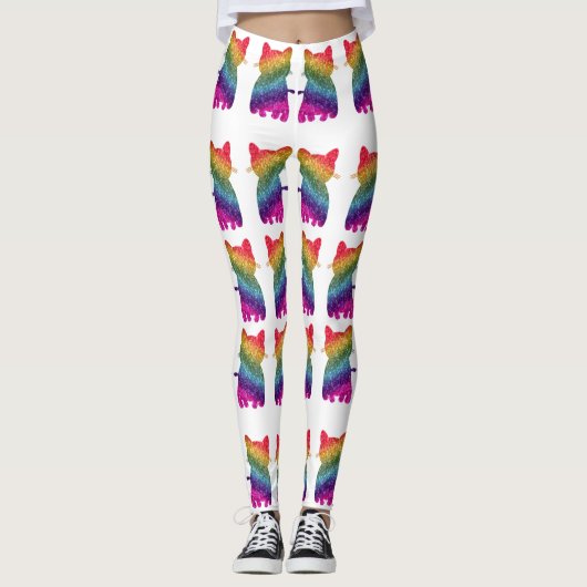 Rainbow Glitter Cat Pattern Leggings (Voorkant)