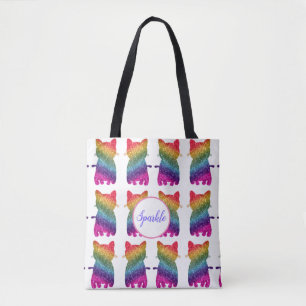 Rainbow Glitter Cats Cute Fun Pattern Draagtas