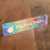 Rainbow Glitter Desk Name Bord Naambordje (Zijkant)