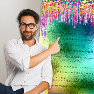 Rainbow Glitter Drip Bridal 16th Unicorn Mermaid Kaart