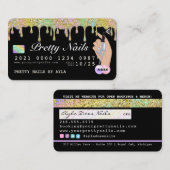 Rainbow Glitter Drip Holographic Nail Tech Credit  Visitekaartje (Voorkant / Achterkant)