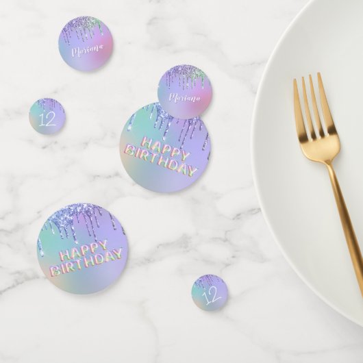 Rainbow Glitter Drips Meisje Verjaardagsfeest Confetti (Groep)