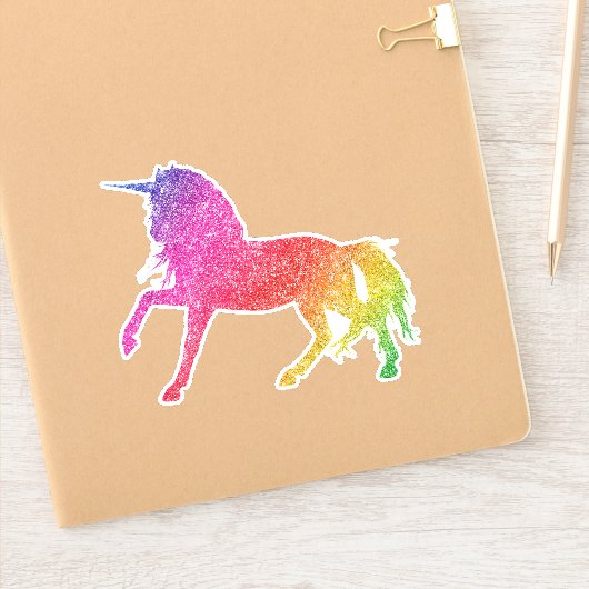 Rainbow Glitter Eenhoorn Paard Sprankel Sticker (Notitieboek)