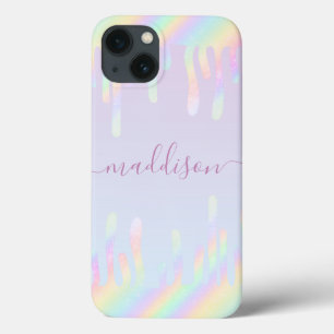 Rainbow Glitter Elegant Script Name iPhone 13 Hoesje