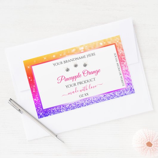 Rainbow Glitter en White Product Packaging Labels (Envelop)