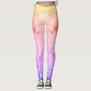 Rainbow Glitter Floral Pattern Leggings