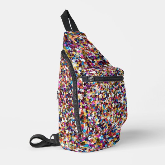 Rainbow Glitter fotoprint Sling Bag (Linkerhoek)