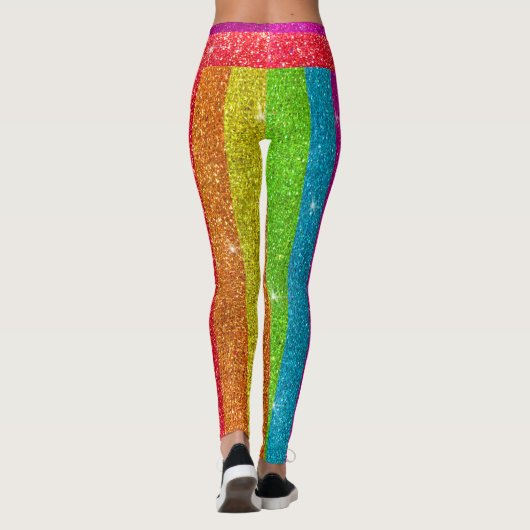 Rainbow Glitter Gay Pride Flag LGBTQ Sparkles Leggings (Achterkant)
