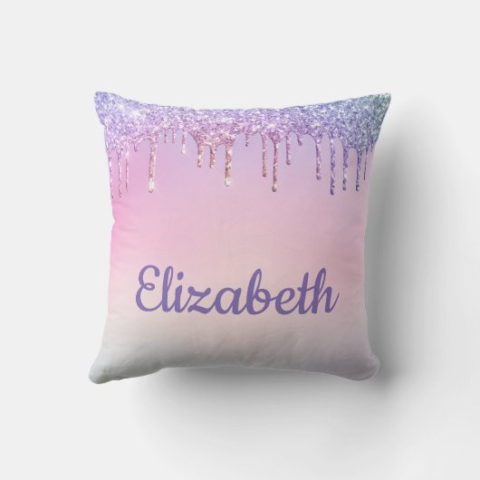 Rainbow Glitter, gepersonaliseerd Kussen (Achterkant)