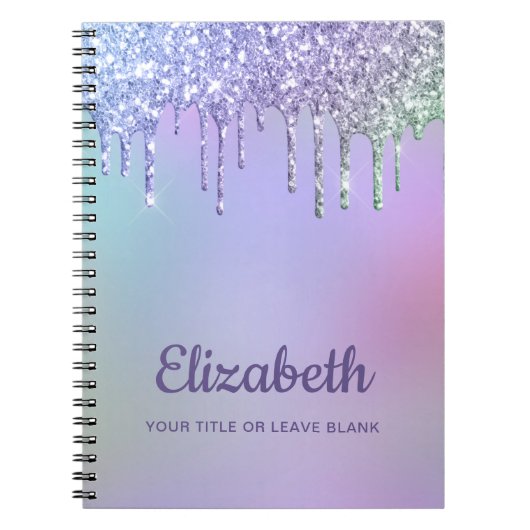 Rainbow Glitter, gepersonaliseerd Notitieboek (Voorkant)