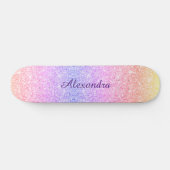 Rainbow Glitter Girly Sparkle Custom Gepersonalise Skateboard (Horizontaal)