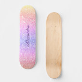 Rainbow Glitter Girly Sparkle Custom Gepersonalise Skateboard (Voorkant)