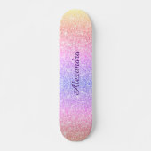 Rainbow Glitter Girly Sparkle Custom Gepersonalise Skateboard (Voorkant)