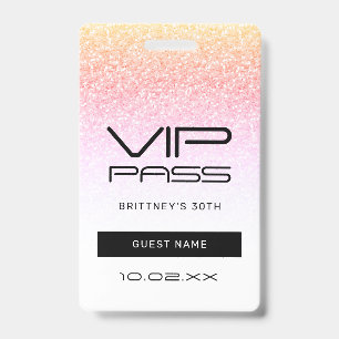 Rainbow Glitter Glam VIP Pass 30e uitnodiging Badge