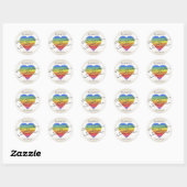 Rainbow Glitter Heart Aangepaste namen en datum Ronde Sticker (Vel)