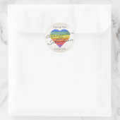 Rainbow Glitter Heart Aangepaste namen en datum Ronde Sticker (Tas)