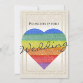 Rainbow Glitter Heart Pride Flag Gay Marriage Kaart (Voorkant)