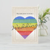 Rainbow Glitter Heart Pride Flag Gay Marriage Kaart (Staand voorkant)