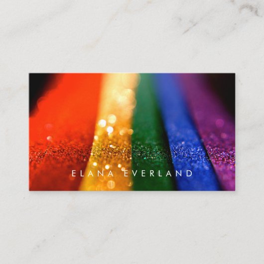 Rainbow Glitter-kaart voor macrobedrijfsprofiel Afsprakenkaartje (Voorkant)