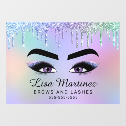 Rainbow Glitter Lash Brow Beauty Business Raamsticker (Vel)
