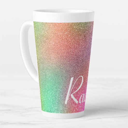 Rainbow Glitter Latte Mok (Linkerhoek)