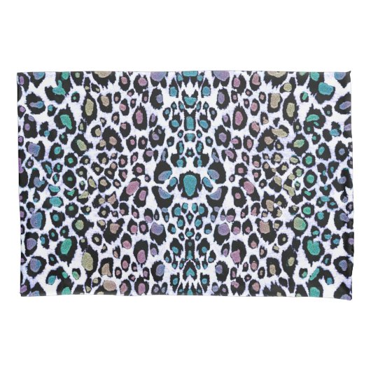 Rainbow Glitter Leopard Print Pillowcase Kussensloop (Voorkant-Links)
