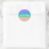 Rainbow Glitter Look Verjaardagsfeestje Afstuderen Ronde Sticker (Tas)