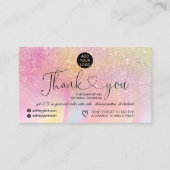 Rainbow glitter marble logo order bedankt visitekaartje (Voorkant)