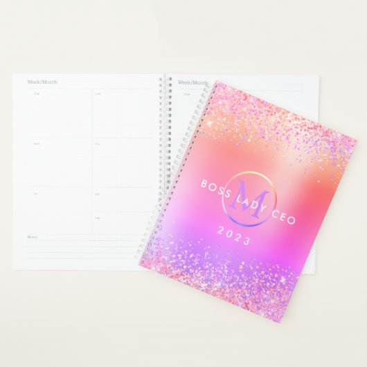 Rainbow Glitter Metallic Monogram 2023 Boss Lady Planner (Display)