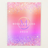 Rainbow Glitter Metallic Monogram 2023 Boss Lady Planner (Voorkant)