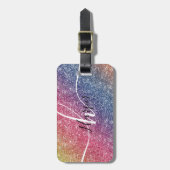 Rainbow Glitter Monogram Naam Bagagelabel (Voorkant verticaal)