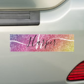 Rainbow Glitter Monogram Naam Bumpersticker (Op auto)