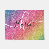 Rainbow Glitter Monogram Naam Deurmat (Voorkant)