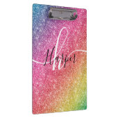 Rainbow Glitter Monogram Naam Klembord (Rechts)