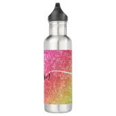 Rainbow Glitter Monogram Naam Waterfles (Rechts)
