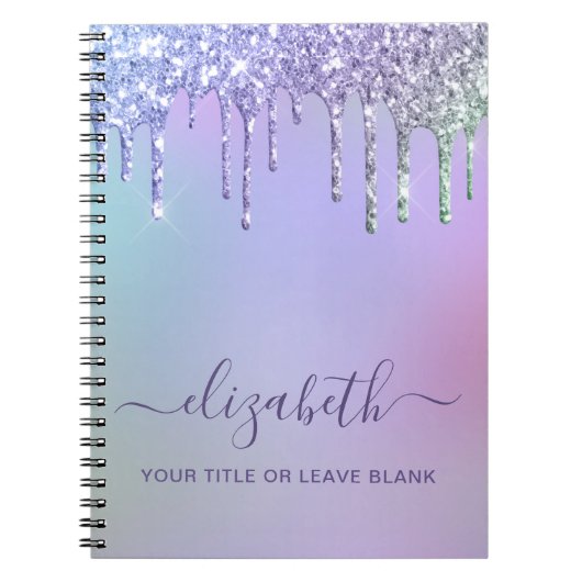 Rainbow Glitter Monogram Notitieboek (Voorkant)