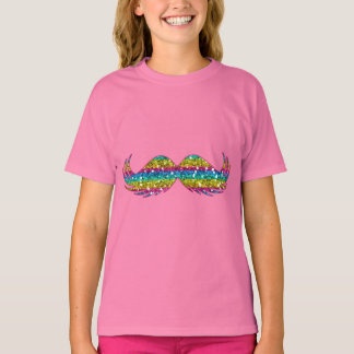 Rainbow Glitter Mustache T-shirt