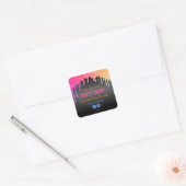 Rainbow Glitter op zwart productetiket Vierkante Sticker (Envelop)