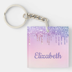 Rainbow Glitter Personalized Sleutelhanger