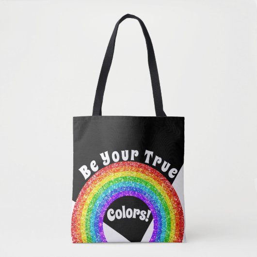 Rainbow Glitter Pride LGBT zijn jouw ware kleuren Draagtas (Voorkant)