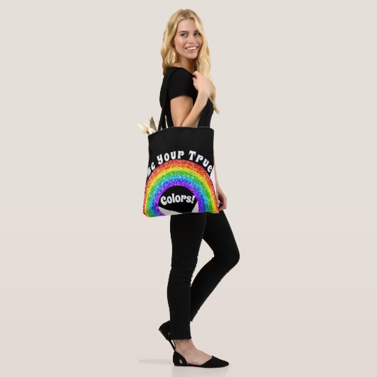 Rainbow Glitter Pride LGBT zijn jouw ware kleuren Draagtas (Op model)