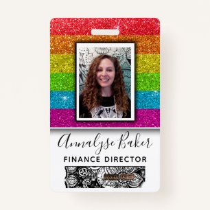 Rainbow Glitter Professional CNA Nurse Fotonaam Badge