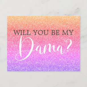Rainbow Glitter Quinceanera Dama Uitnodiging Briefkaart