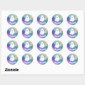 Rainbow glitter schattig Ghost boo Custom kinder Ronde Sticker (Vel)