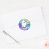Rainbow glitter schattig Ghost boo Custom kinder Ronde Sticker (Envelop)