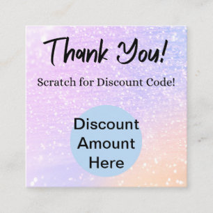 Rainbow Glitter Scratch Off Korting Kaart Vierkante Visitekaartje