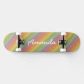 Rainbow Glitter skateboard gepersonaliseerd met na (Horizontaal)