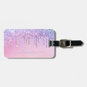 Rainbow glitter sparkle script modern girly script bagagelabel
